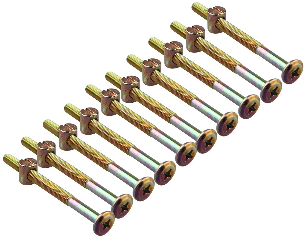 Dailygoods- Inbusschroef 80 mm - M6 - 10 stuks - Sleufmoer - Corrosiebestendig - Voor meubels - Eenvoudig te installeren - Meubelbout
