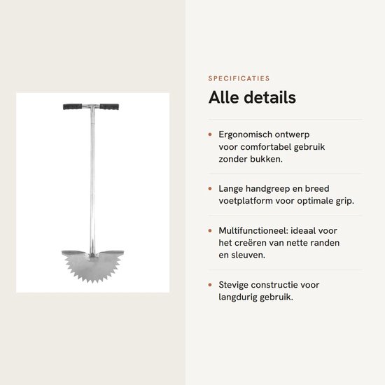 Lawn Edge Cutter, Stainless Steel Manual Grass Edge Cutter with Saw Tooth Blade, Half Moon Edger Tool, T-Handle, for Cleaning Edges Along Sidewalks, Driveways, Gardens — afbeelding 2