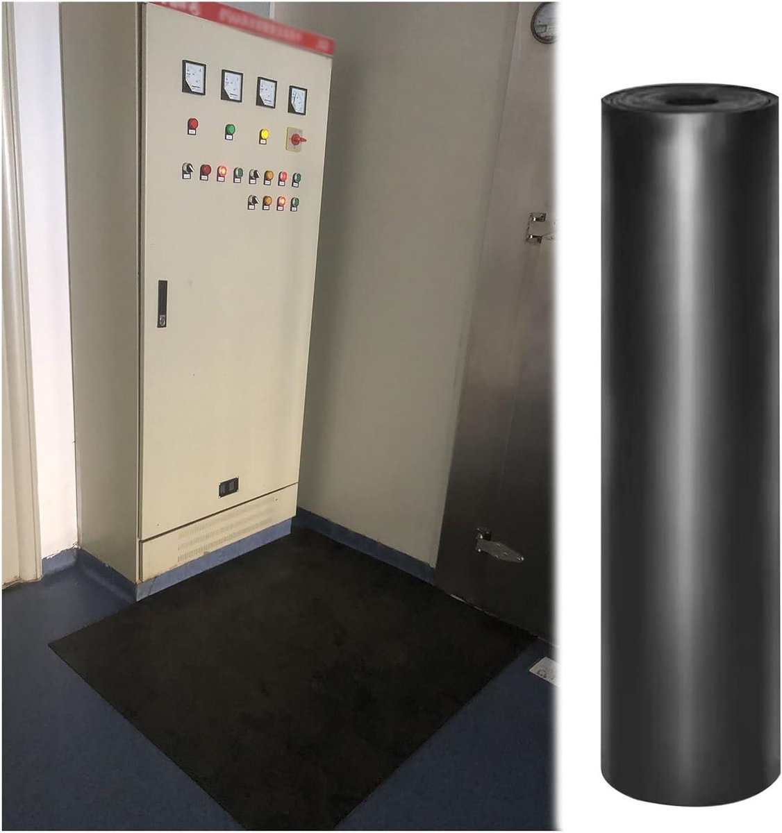 Veiligheidsmat Rubber - Isolatiemat Vloer - Elektrisch Werk - Hoge Spanningsbescherming - 1.8m x 10mm - Zwart