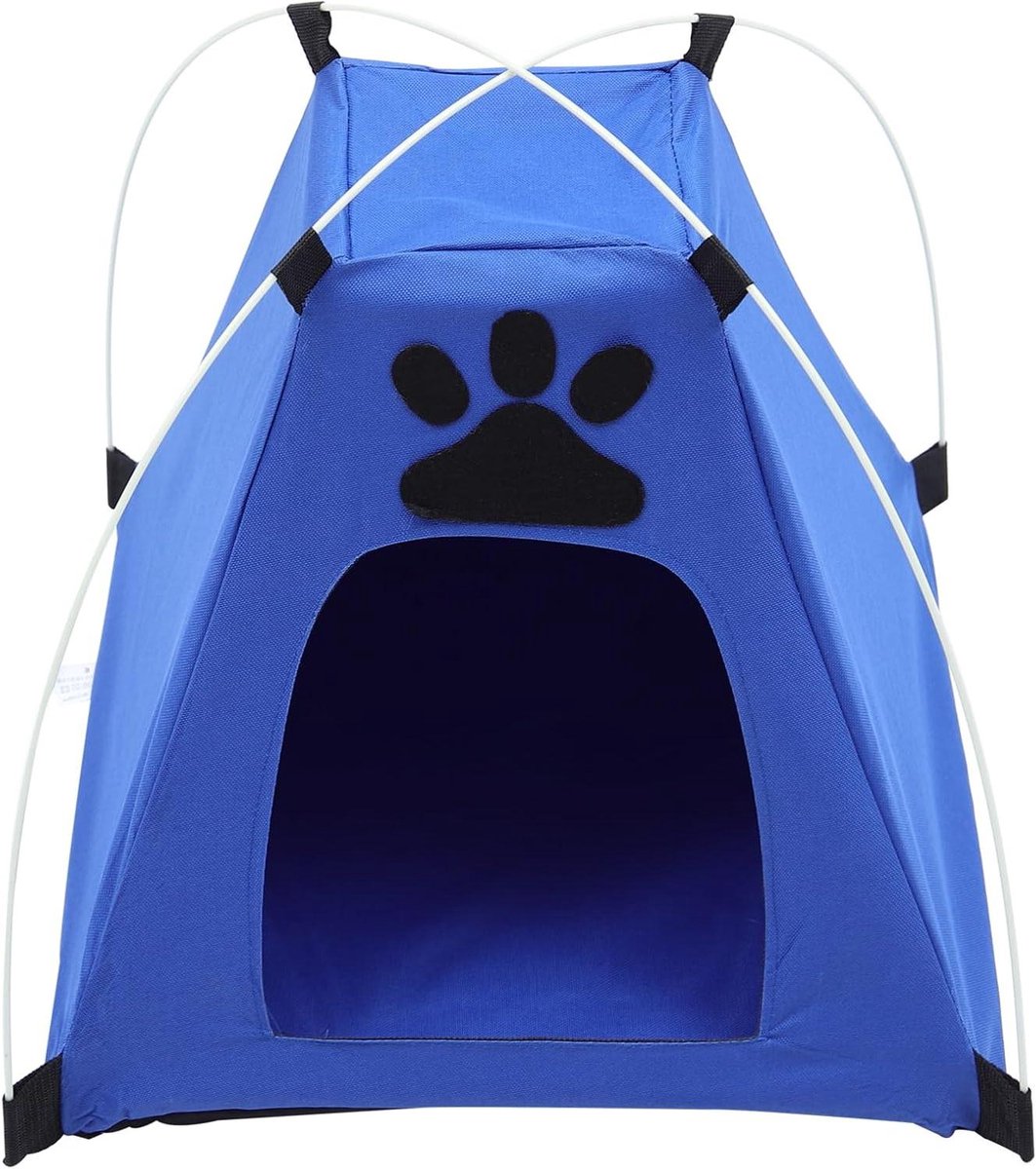 Huisdier Tent - Huisdier Bed - Rusten en Spelen - Ademende Oxford Stof - 42x42x40cm - Blauw