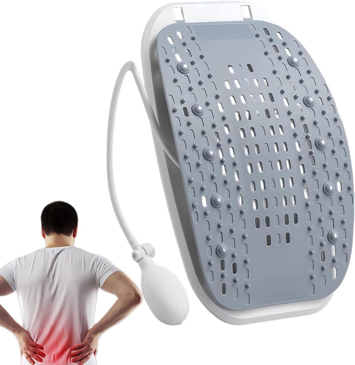 Genérico Rugstretcher, ergonomisch apparaat, verstelbaar, met draagbaar luchtkussen, massageapparaat voor de lumbale wervelkolom, voor mannen, thuis, auto, bed, kantoor