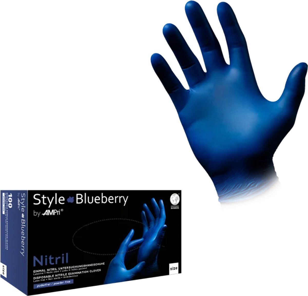 Ampri Style Blueberry Handschoenen XL - Donkerblauw Poedervrij Getextureerd - 100 stuks