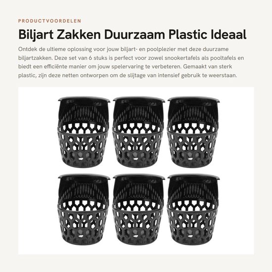 Dailygoods- Biljartzakken - 6 Stuks - Duurzaam Plastic - Snooker Manden - Tafel Drop Netten - Geschikt voor Standaard Tafels - Lichtgewicht - Biljartnetten van Dailygoods — afbeelding 5
