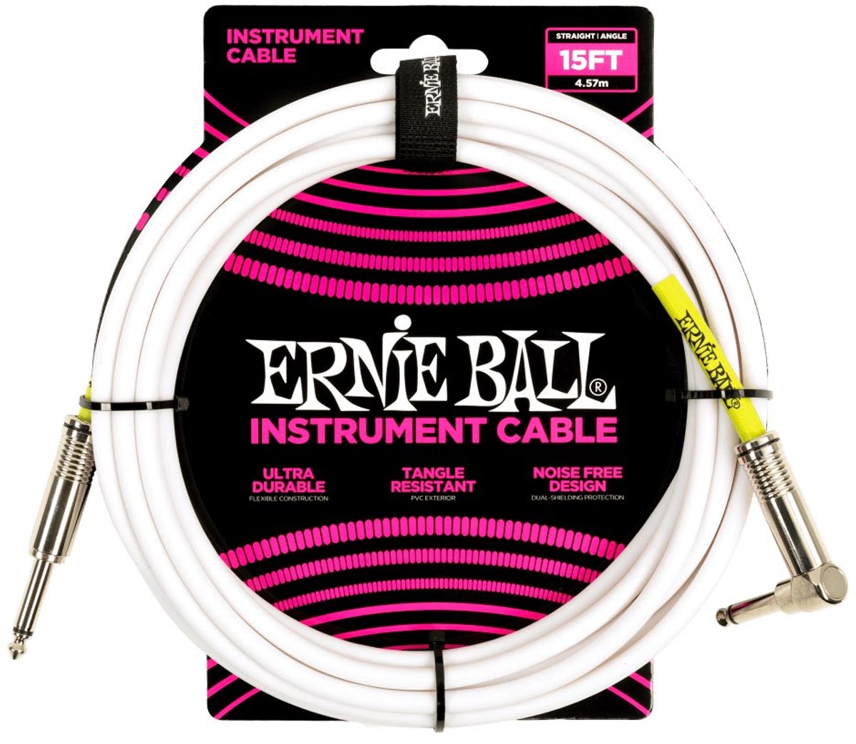 Ernie Ball 6400 instrumentkabel jack mono wit 4.5m