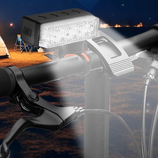 Fietslamp met Bel - Fietsverlichting Scooter - Veilig Fietsen - 120 dB Alarm 4 Tonen - 200 Lumen - Zwart — afbeelding 2