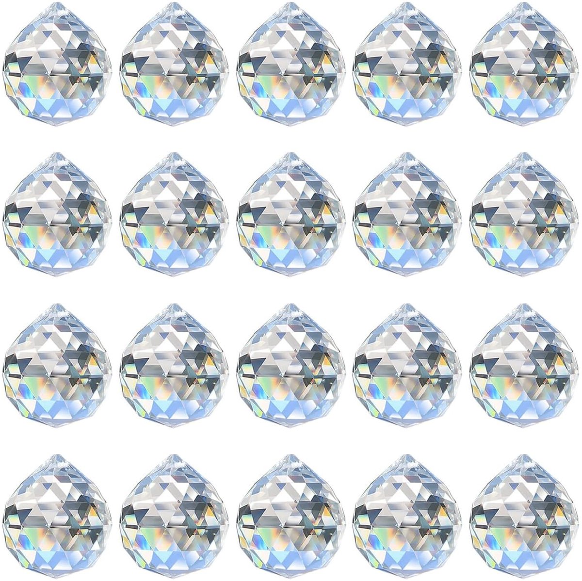 Dailygoods- Suncatcher 20 stuks - Prisma Kristallen 20mm - Raamdecoratie - Hanger - Ambachtelijke Set - Lichtbreking
