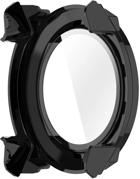 Zwarte beschermhoes met glanzend scherm, geschikt voor een Garmin Instinct 3 smartwatch.