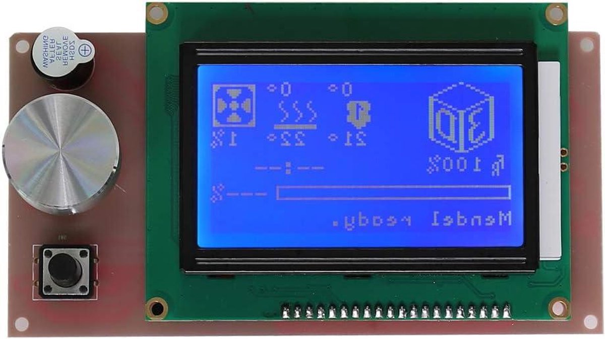 LCD Display Module - Smart Controller Scherm - 3D Printer Bediening - Ingebouwde Encoder - 3 inch Scherm - Blauw Wit
