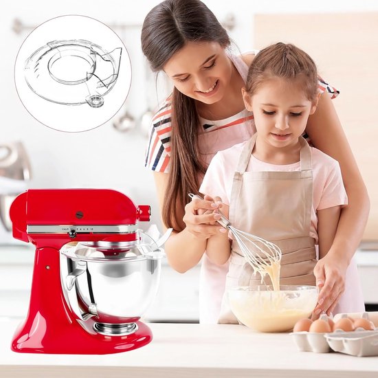 Mixer Accessoire - Spatbeschermer Kom - Bakken en Koken - Verbeterde Vulopening - 4.5-5 Liter - Transparant — afbeelding 2