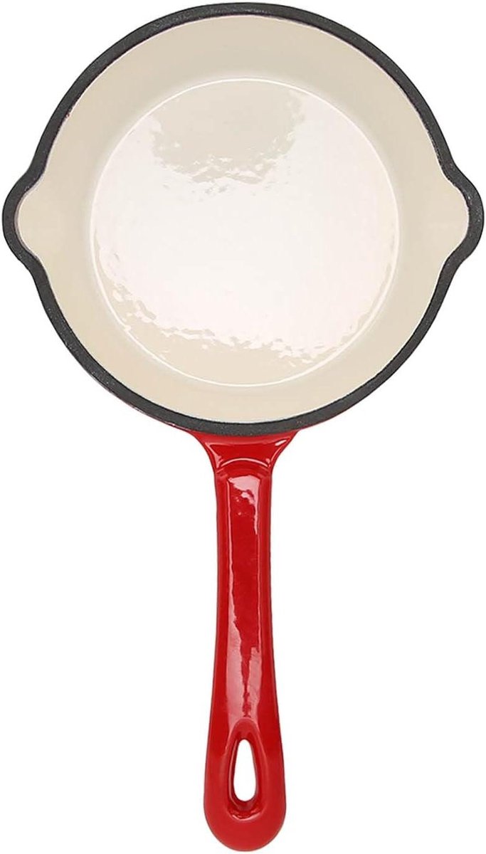 Koekenpan Gietijzer Emaille Bakpan Thuis Koken Dubbele Lagen Anti-aanbak 16 cm Zwart