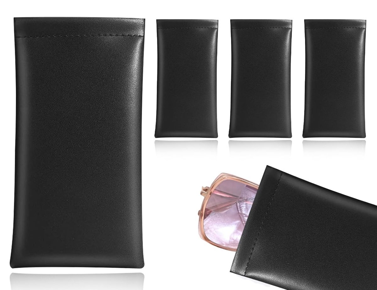 Dailygoods- Brillenkoker 3 stuks - Zachte Zonnebrillen Etui - PU Lederen Case - Knijpend Bovendeel - Beschermend en Duurzaam - Brillenetui
