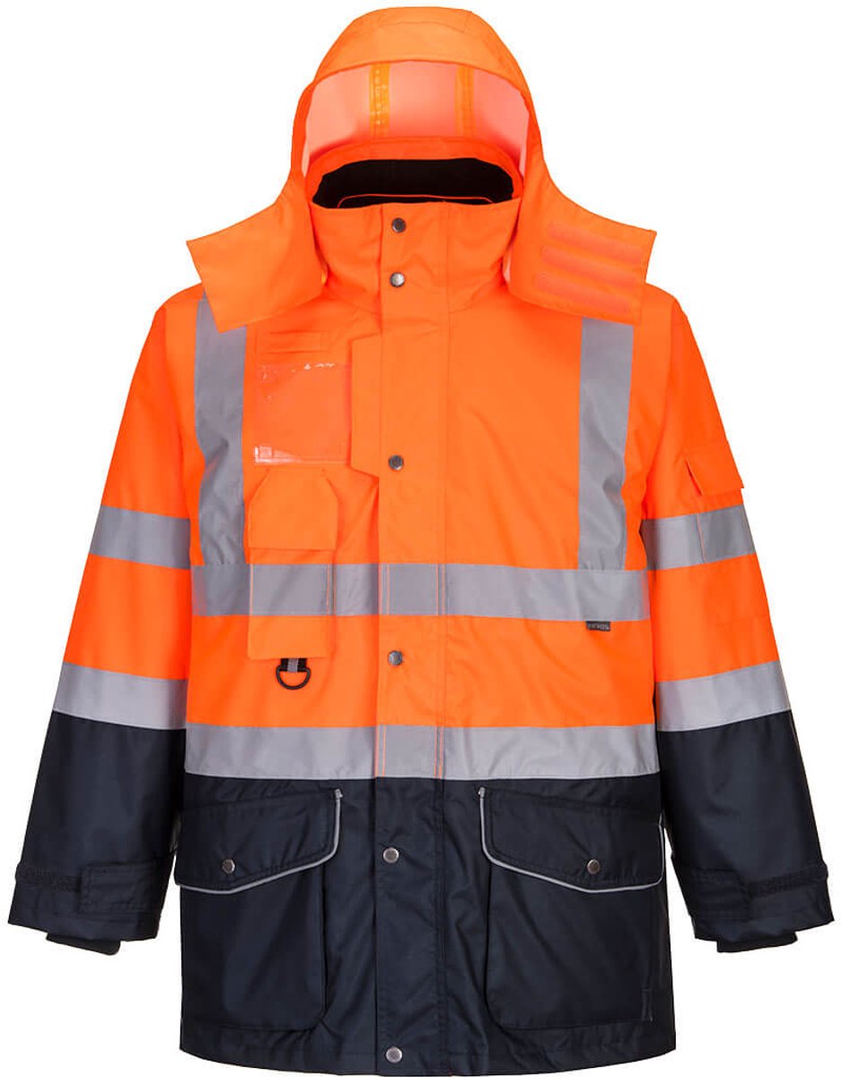Portwest Hi-Vis 7-in-1 Contrast Traffic Jack S426 /Marine Oranje