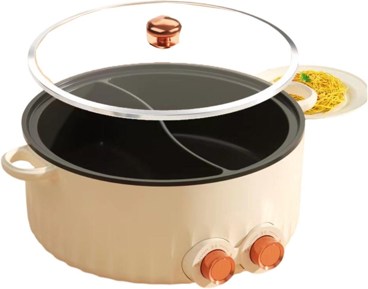 Elektrische Kookpan Multicooker Pan Gezellig Eten Dubbele Smaak 5L 6L Capaciteit Zwart
