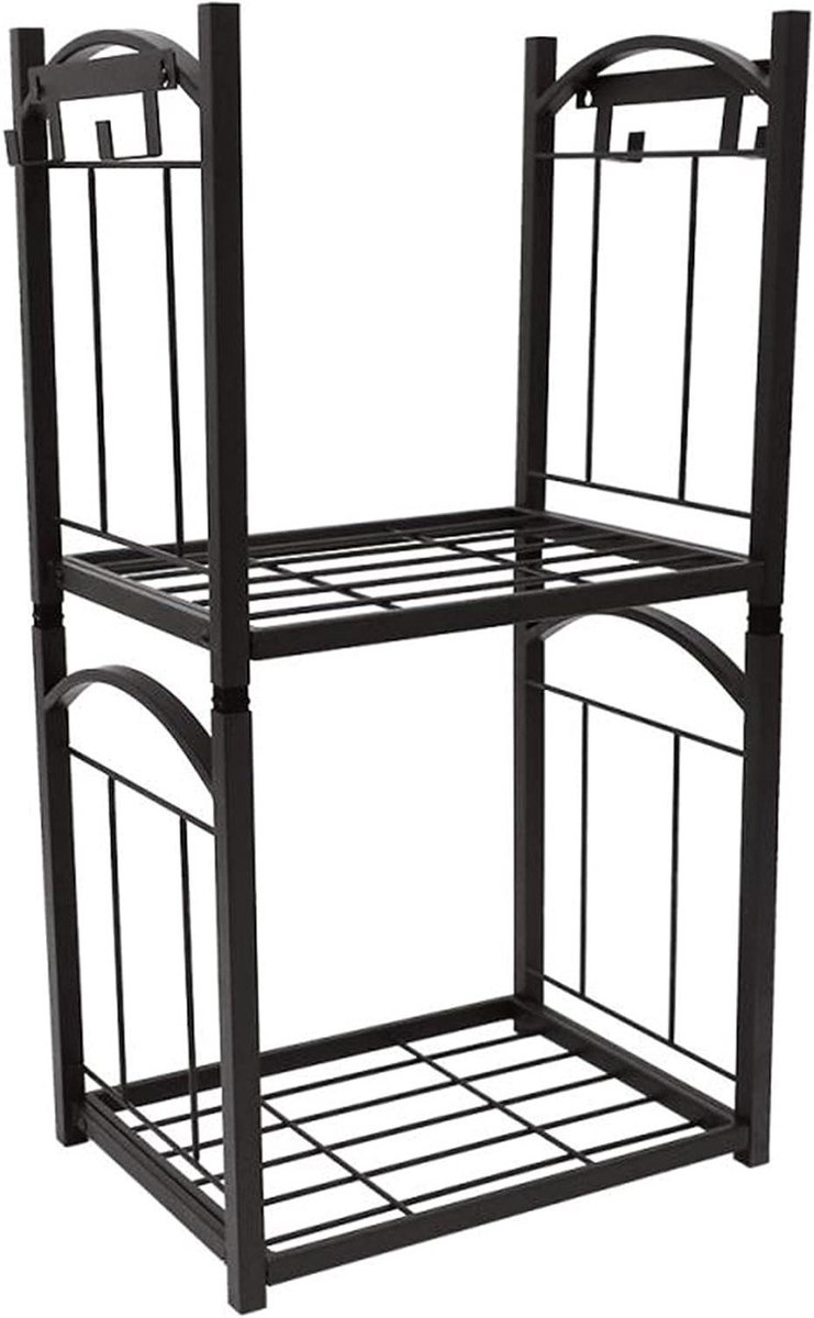Brandhoutrek - Houtopslag Haard - Open Haard Gebruik - Opgeheven Basis - 30x46x73cm - Zwart