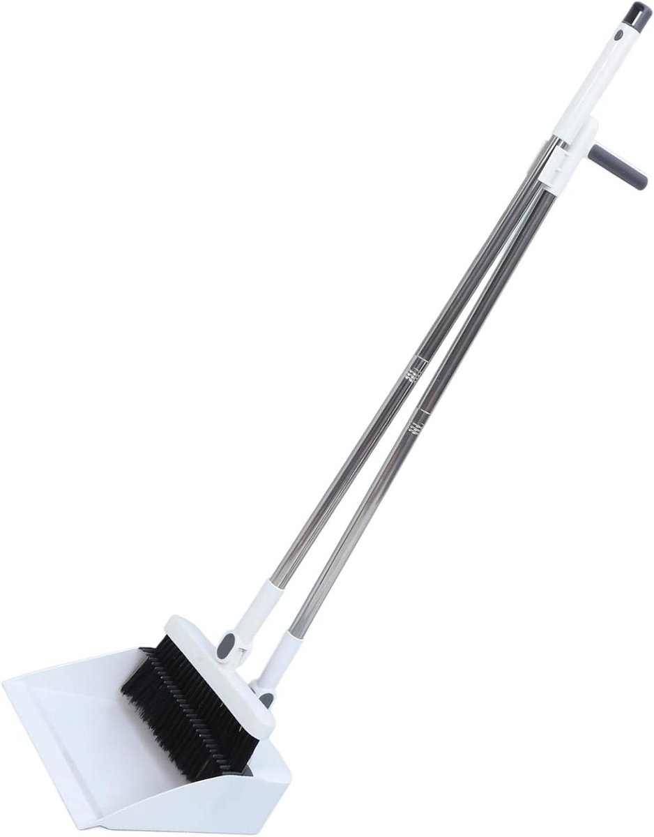 Stoffer en blik set - Reinigingsset - Huis opruimen - Vouwbaar ontwerp - 93.5 cm - Wit