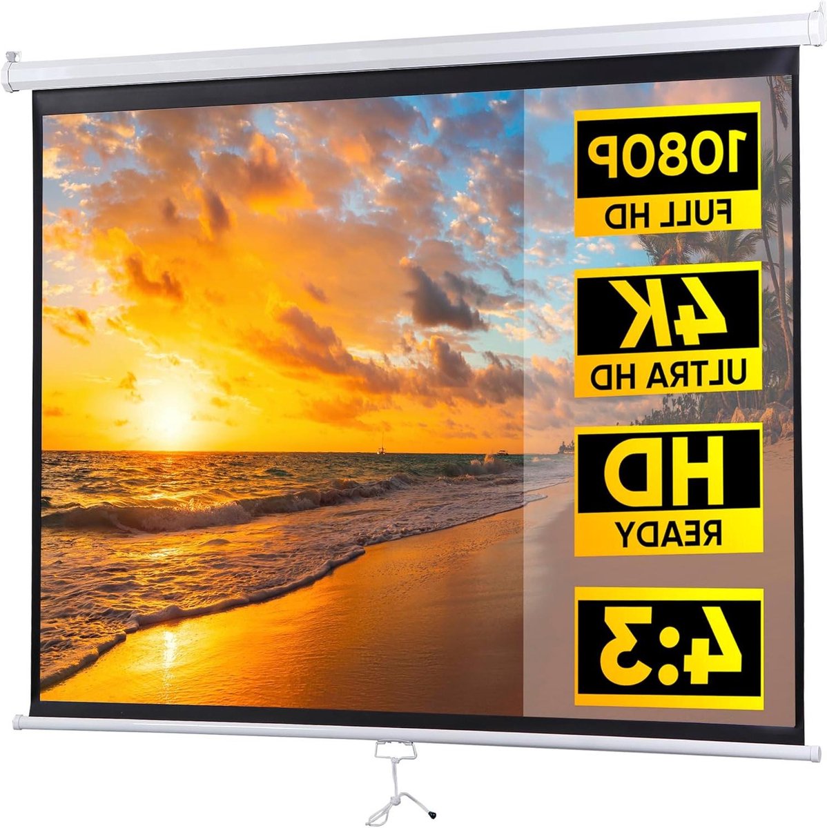 Projectiescherm - Pull-down scherm - Thuisbioscoop Ervaring - Automatisch vergrendelend - 72 inch diagonaal - Mat wit