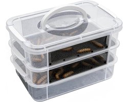 Meelworm Voedercontainer - Voederhabitat Kit - Levend Voer Houden - Geurloze Ventilatie - 27 x 19 x 18 cm - Transparant