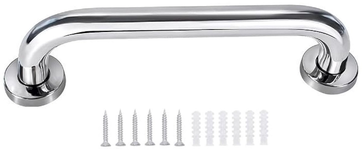 Dailygoods- Veiligheidsrail Roestvrij Staal - Douche Handgreep - Gehandicapten Handrail - Buiten Grip Handvat - Inclusief 12 Schroeven - Duurzaam en Antiroest - Steunrail