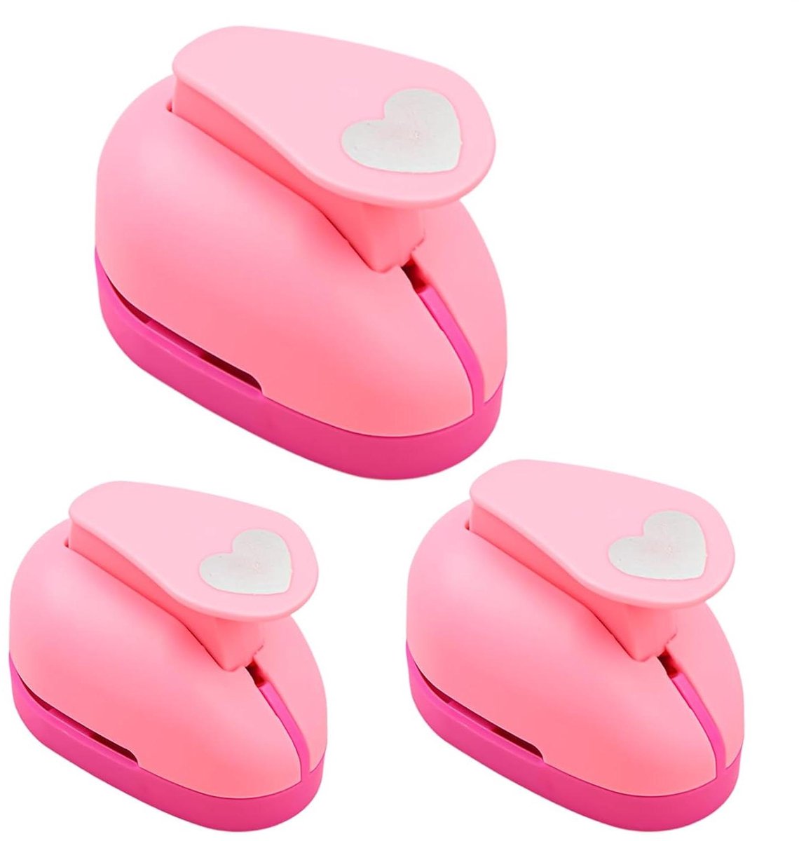 Papieren pons - Hartvormige snijder - Kaarten maken - Set van 3 maten - Klein medium groot - Roze