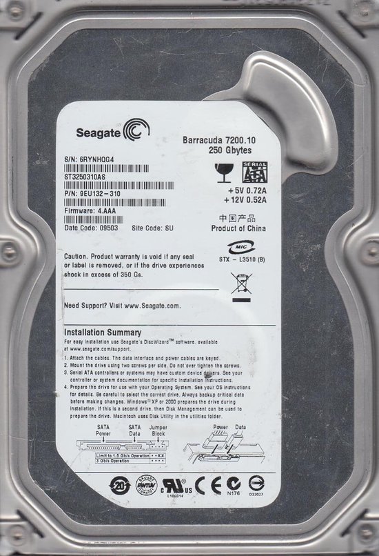 Interne Harde Schijf - HDD Opslag - Computer Uitbreiding - SATA 6 Gb/s - 250 GB - Zilver van Interne Harde Schijf — afbeelding 2