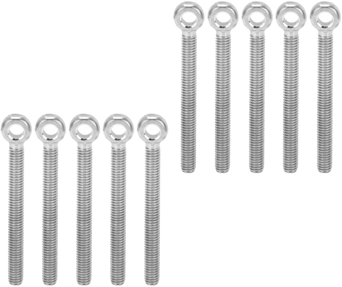 Dailygoods- Schroefogen M6x60 - 10 Stuks - Roestvrij Stalen Oogbouten - Zware Schroefogen - Voor Metalen Haak - Hoogwaardige 304 Staal