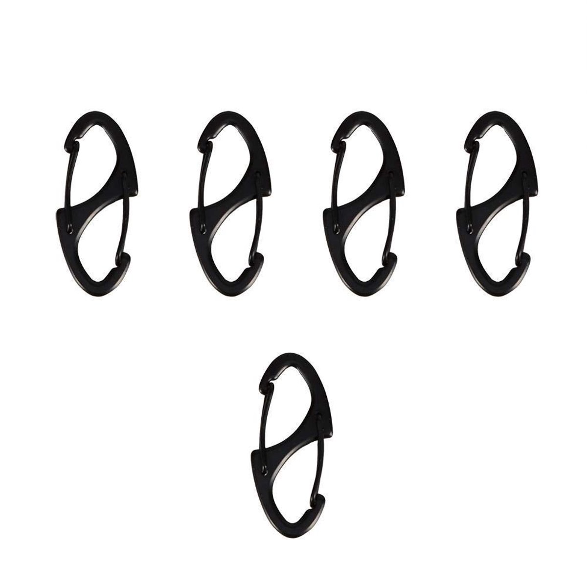 Dailygoods- Karabijnhaken Set van 5 - Snelsluiting - Robuust Metaal - Lichtgewicht - Multifunctioneel - Tot 150 kg Draagkracht - Haak