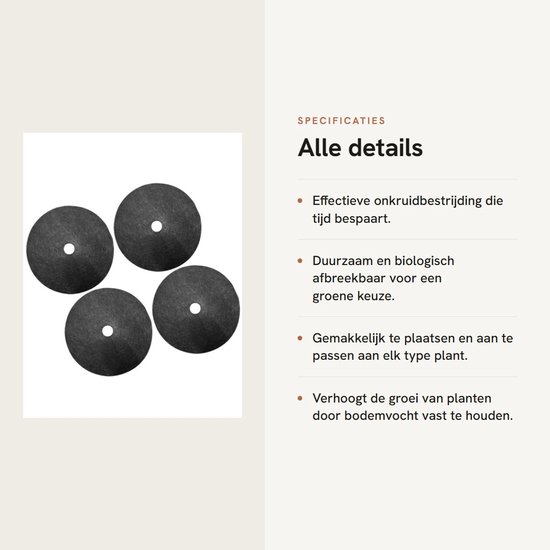 Dailygoods- Onkruidmat 20 Stuks - Biologisch Afbreekbare Mulchring - Slijtvaste Onkruidbestrijding - Geschikt voor Bloemen/Planten - Hoogwaardig Vliesmateriaal - Duurzaam en Veilig van Dailygoods — afbeelding 2