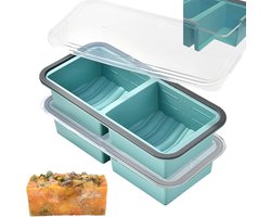 VHV - Diepvriesvorm - siliconen vierkante vorm 1 cup-compartimenten, 4 vakken - met deksel - voor meal prep, soep, saus en vriezer