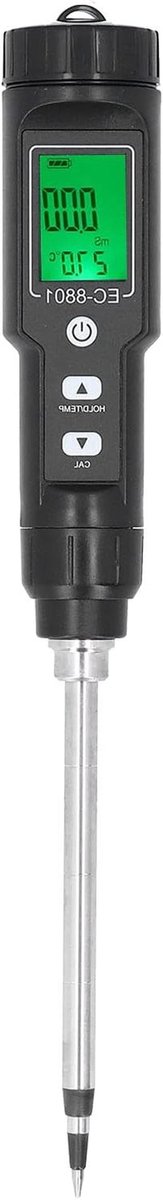 Bodemtester Sonde - EC Meter Bodemvocht - Planten Verzorgen - Automatische Temperatuurcompensatie - 280 x 37 mm - Zwart