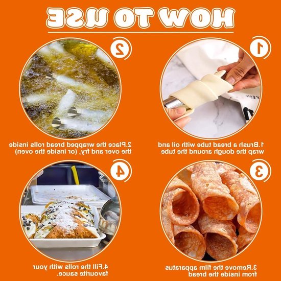 20 Stuks RVS Roomvormen en Cannoli Tubes, Antiaanbak, Inclusief Schoonmaakborstel voor Bakken en Taarten — afbeelding 3
