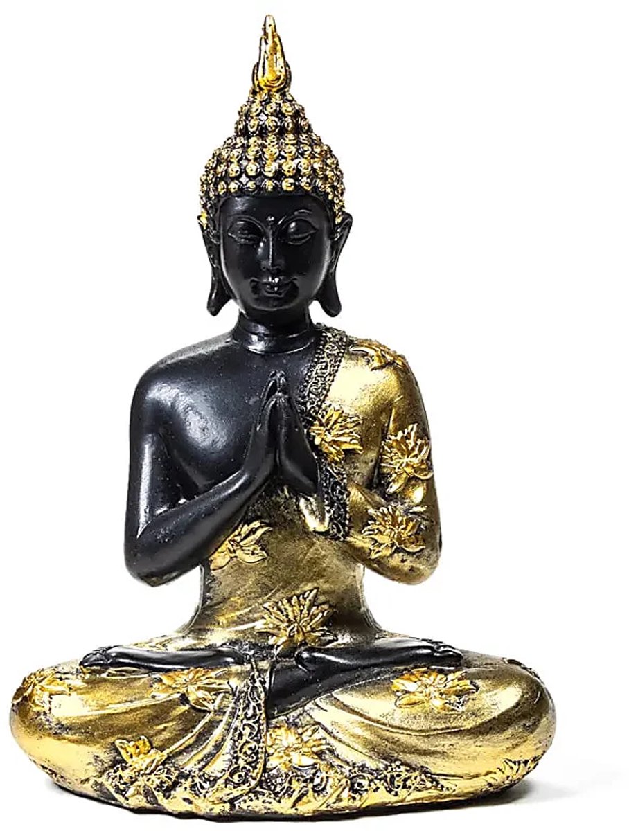 Boeddhabeeld – Biddende Boeddha met Antieke Finish uit Thailand - 22 cm