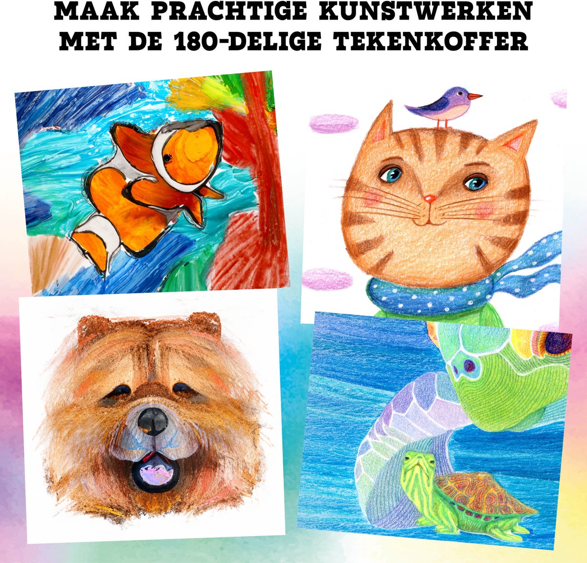 Tekendoos voor Kinderen 180pcs - Kleurkoffer - Kleuren & Tekenen - Geschikt voor Kinderen en Volwassenen - Inclusief Stiften, Kleurpotloden, Verf, en meer — afbeelding 3