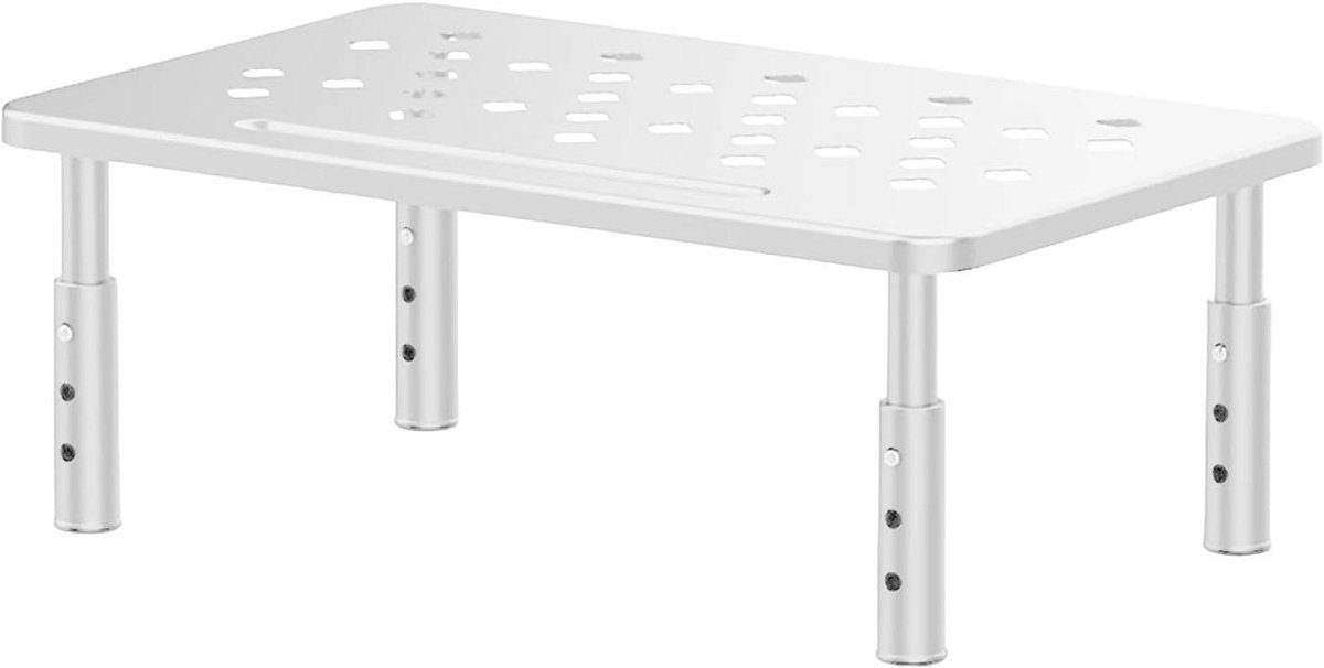 Monitorstandaard - Bureauverhoger - Ergonomisch Werken - Verstelbare Hoogtes - 37 x 23 cm - Wit
