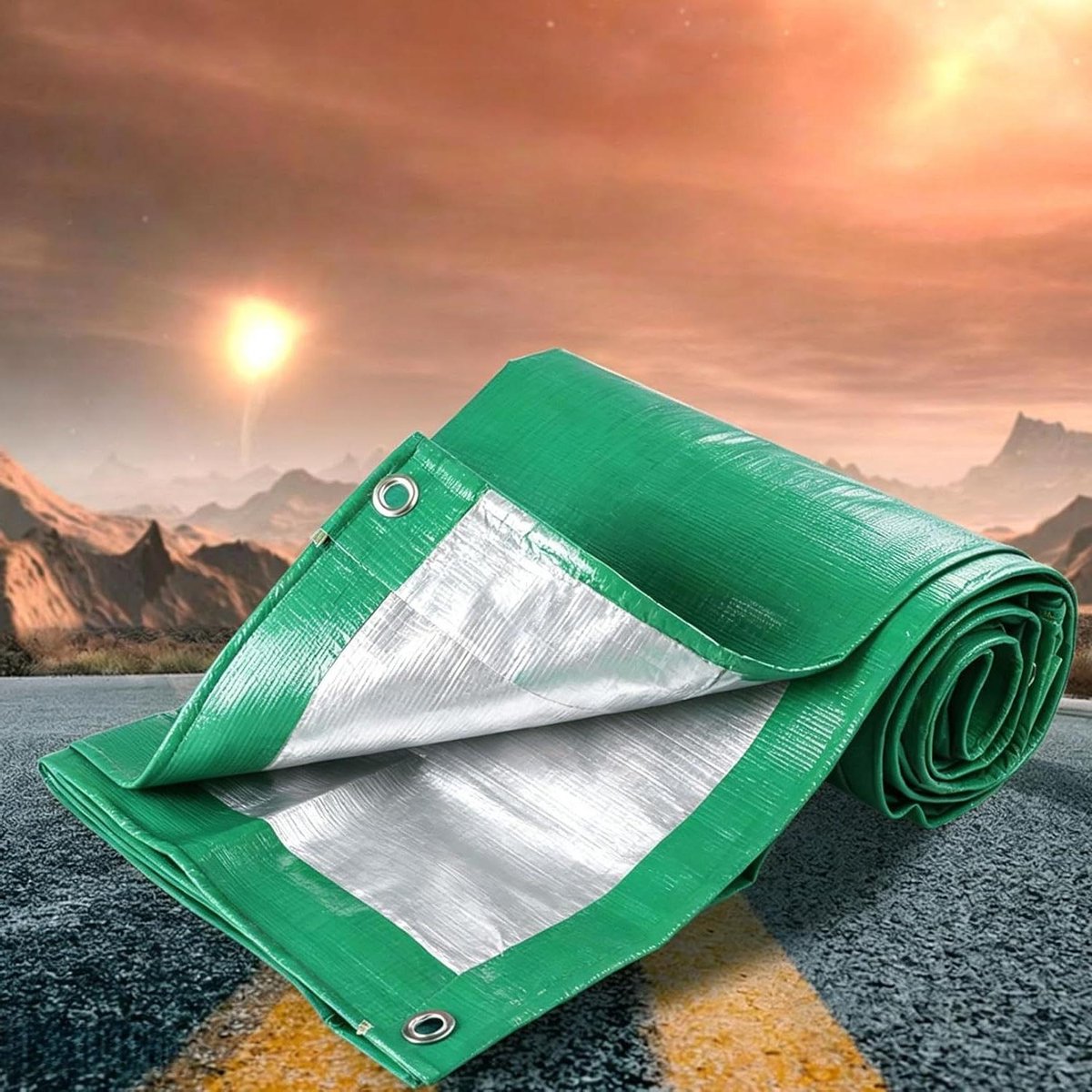 Waterdicht Zeil - Afdekzeil Grondzeil - Buiten Beschermen - Versterkte Aluminium Ogen - 150x200 cm - Groen