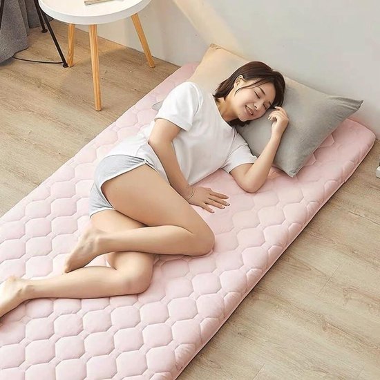 Japanse Futon Matras - Vloermat Kampeer - Gastvrij Ontvangen - Opvouwbaar en Draagbaar - 90x200cm - Grijs — afbeelding 3
