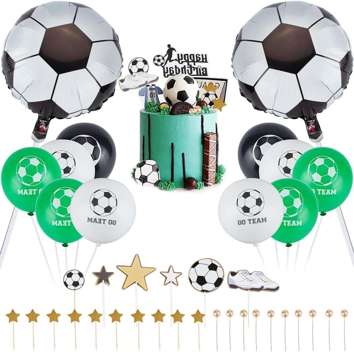 Voetbal Taartdecoratie - Sport Taarttoppers - Verjaardag Vieren - Set van 43 Stuks - Variërend - Multicolor