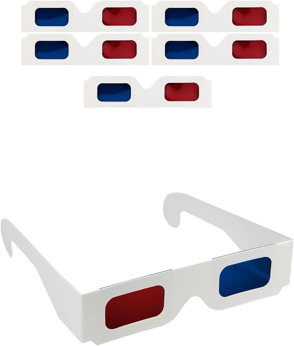 Papieren 3D Brillen - Anaglyph Glazen - Films Kijken - Kartonnen Materiaal - Standaard Maat - Blauw en Rood