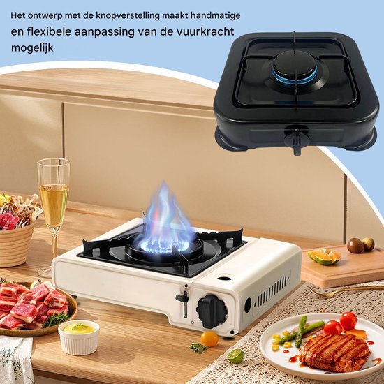 Camping Kookstel - Compact Kookplaat - Buiten Koken - Efficiënte Verwarming - 27.5x27.5x7cm - Zwart van Merkloos — afbeelding 3