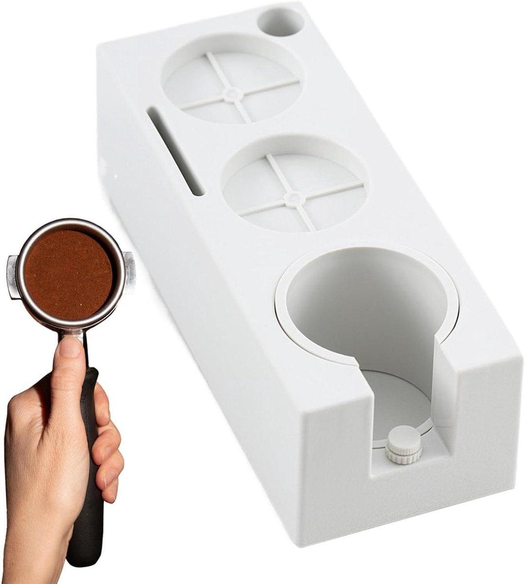 Koffie Tamping Station Espresso Organizer Koffie Bereiden Verwijderbare Houder 257 x 107 x 88 cm Wit