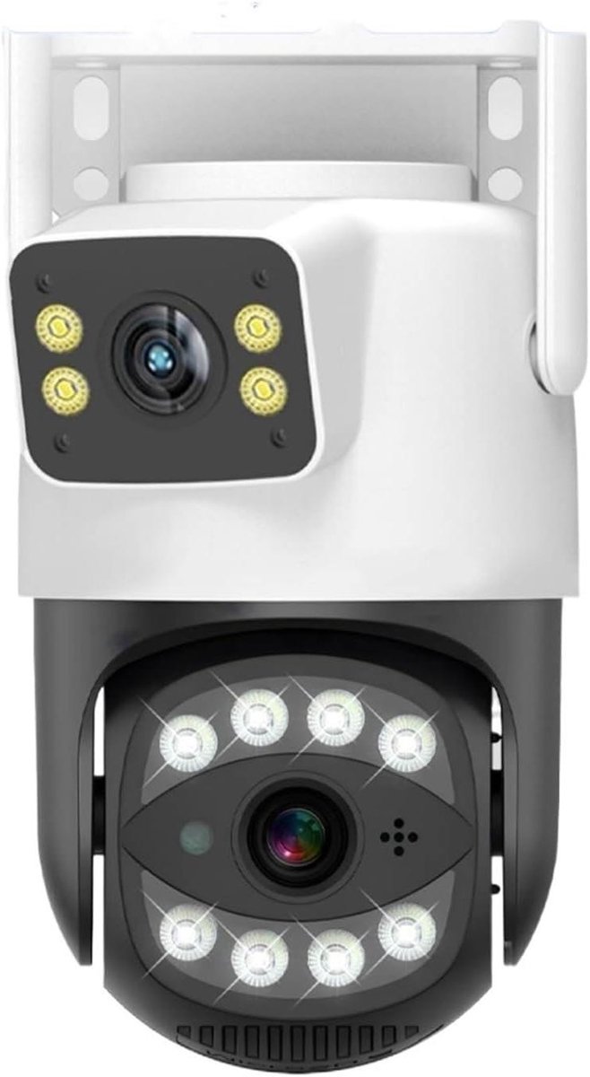 Beveiligingscamera Dubbele Lens - IP Camera Buiten - Huis Beveiligen - AI Autotracking - 19x18x13cm - Zwart