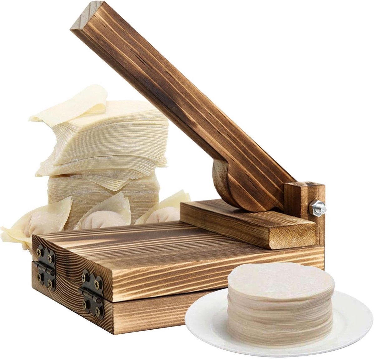 Dumpling Vorm - Empanada Pers - Pasteien Maken - Snel en Uniform - Zie Afbeelding - Houtkleur