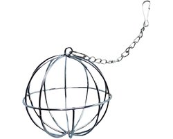 Hooi Voederbal - Grasbal Dier - Huisdieren Voeren - Roestvrij Staal - 8 cm diameter - Zilver