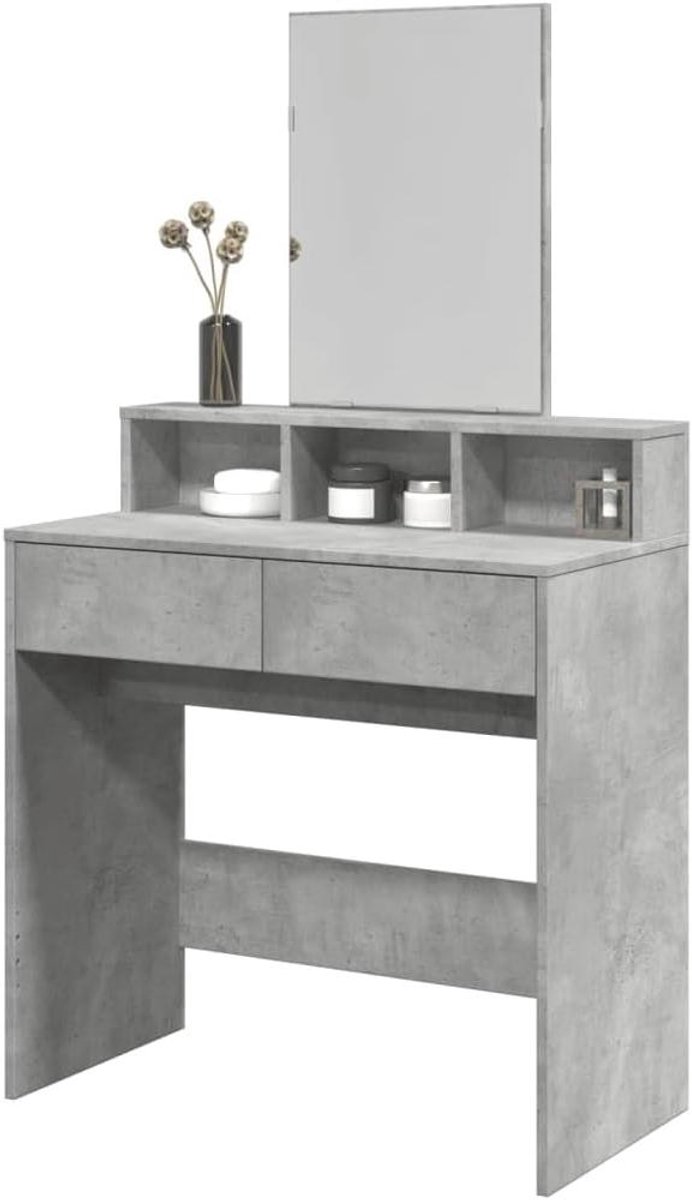 Kaptafel met Spiegel 80x41 cm Betonlook Grijs - Make-up Tafel voor Slaapkamer