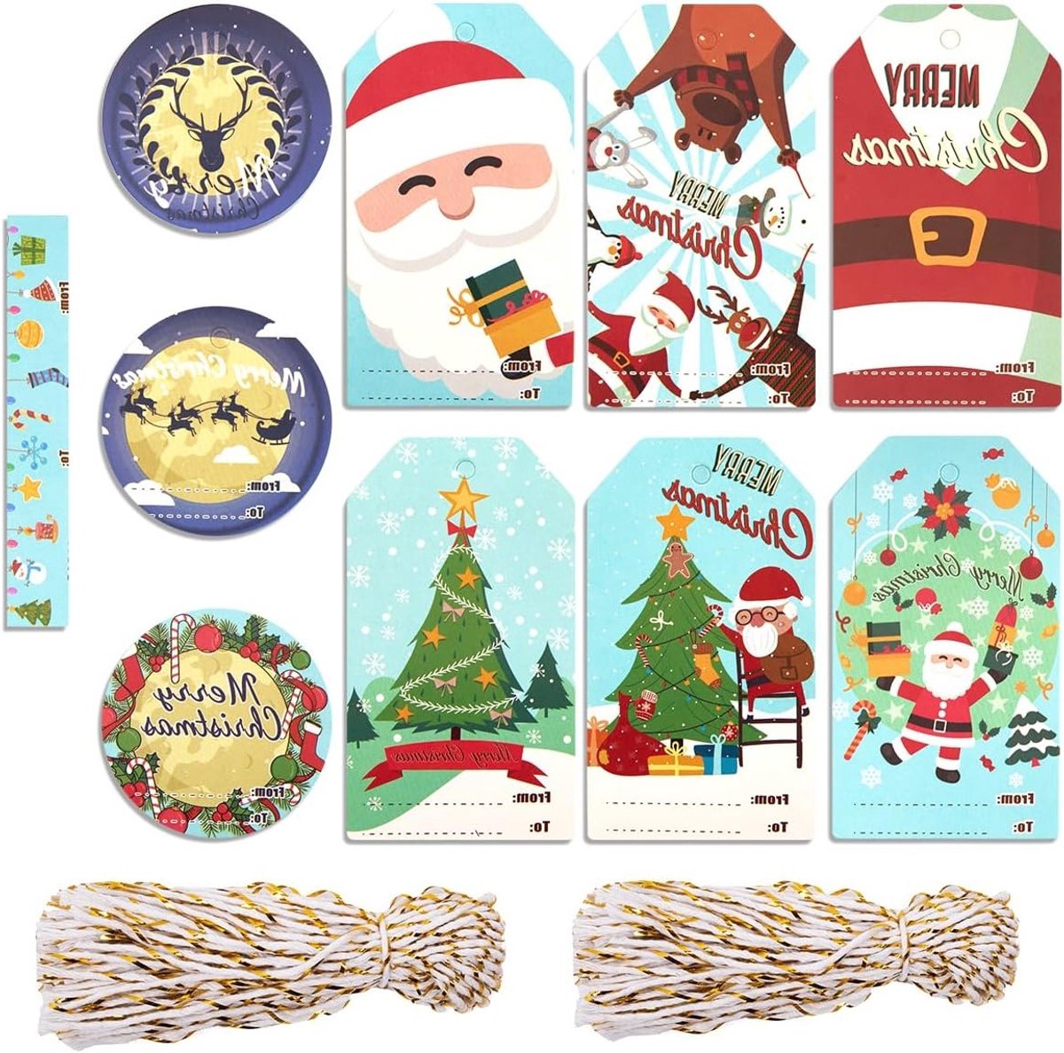 Kraft Papieren Kerstcadeau Labels - 100 Stuks met Touw voor Decoratie en Verpakking van Kerstcadeaus en Bomen
