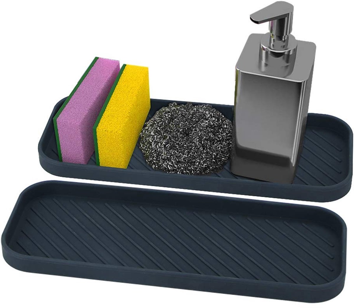 Dailygoody - Keuken Organizer - Silicone - Perfecte Opberging - Zwart - Spongehouder - Voor de Keuken - Keukenaccessoire