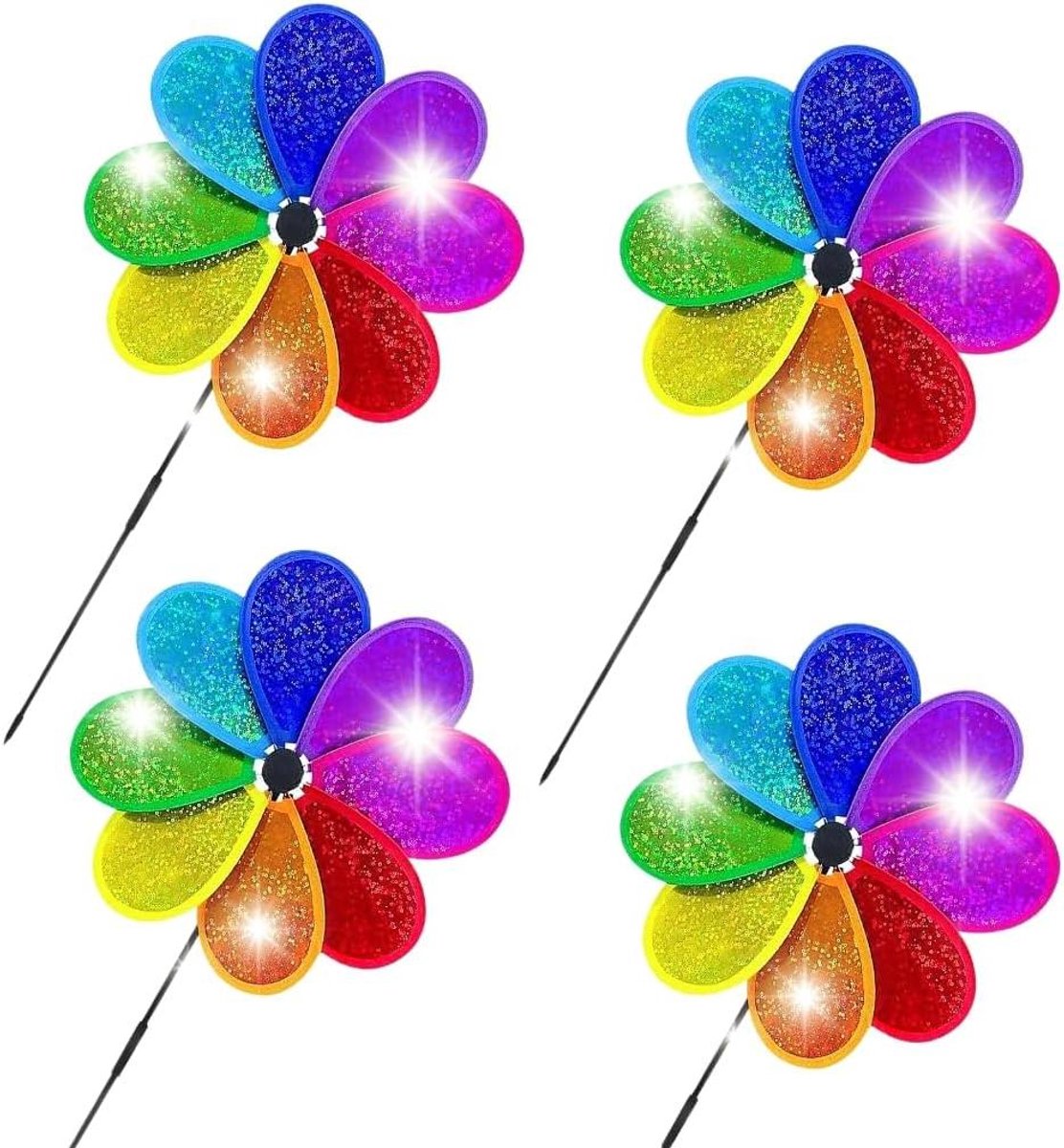 Bloem Wind Spinner - Kleurrijke Molen - Tuin Decoratie - Regenboog Effect - 30 x 70 cm - Multicolor