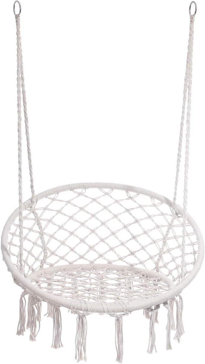 Hangmatstoel - Hangstoel schommel - Buiten ontspannen - Boho-chic stijl - 120 x 80 x 60 cm - Crèmewit