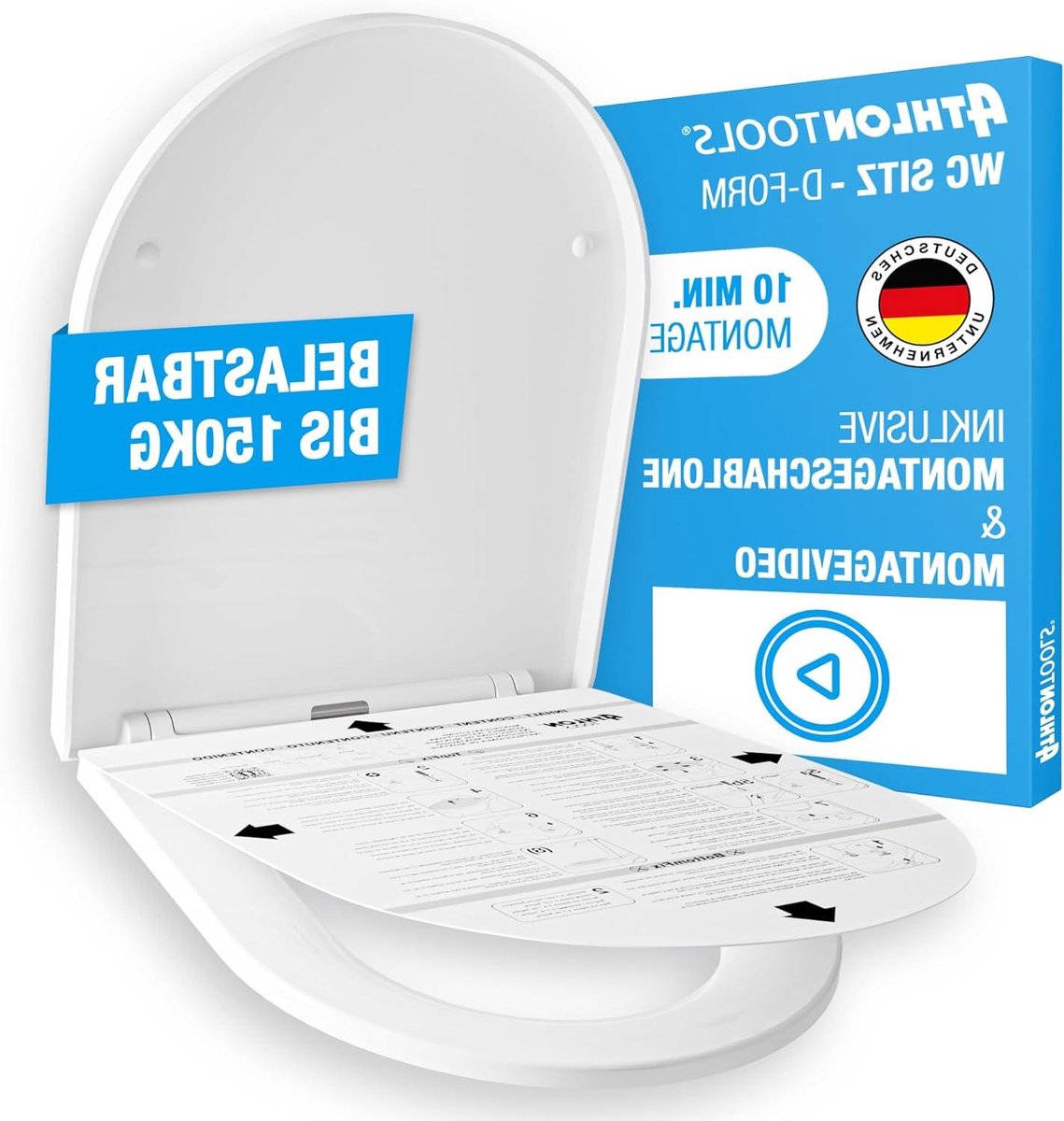 Toiletdeksel met softclose - WC bril Duroplast - Geruisloos sluiten - Quick Release functie - 427 x 36 cm - Wit