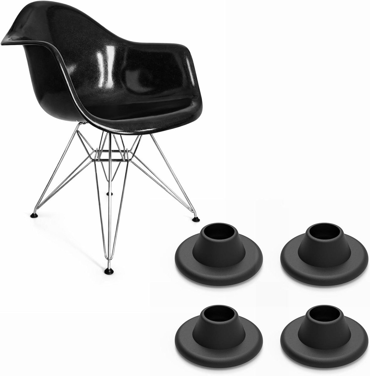 Reserveglijders Stoelen - Kunststof Doppen - Vloer Beschermen - Specifiek voor Vintage - 4 Stuks - Zwart