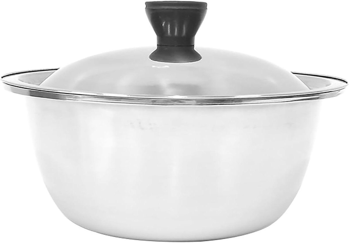 Mengkom met deksel - Roestvrij staal - Koken en bakken - Extra dikwandig - 19.5 cm - Zilver